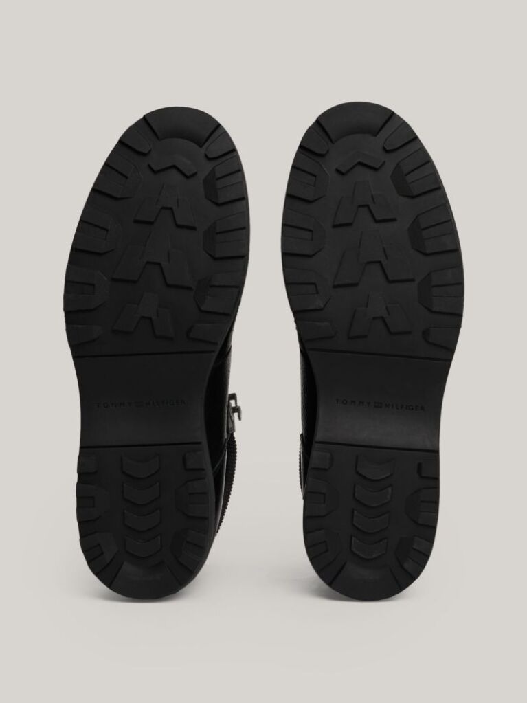 Black Warm Lined Leather Cleat Lace-Up Boots  Men