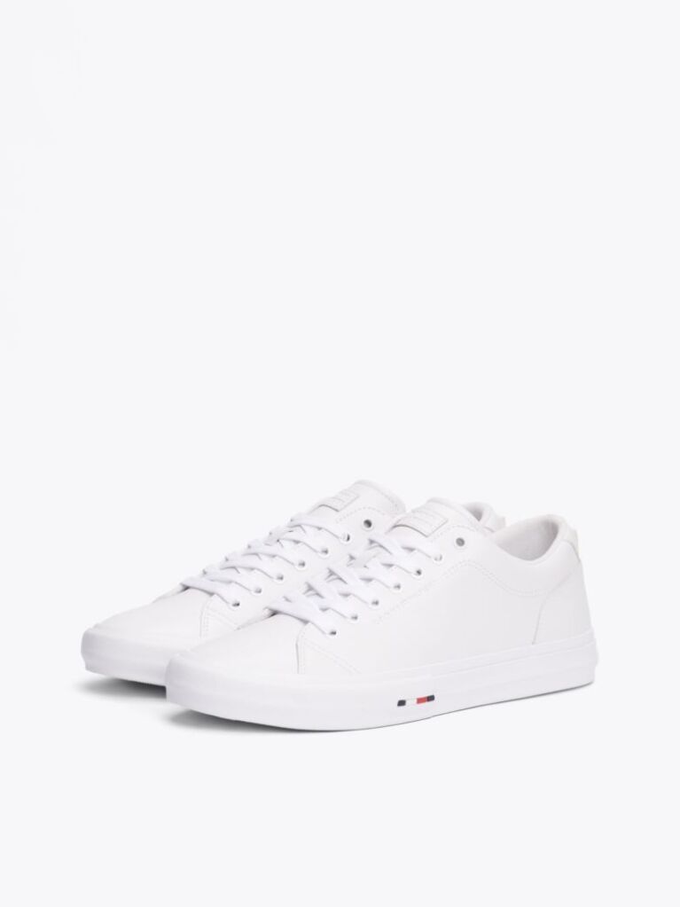 White Leather Logo Lace-Up Trainers  Men