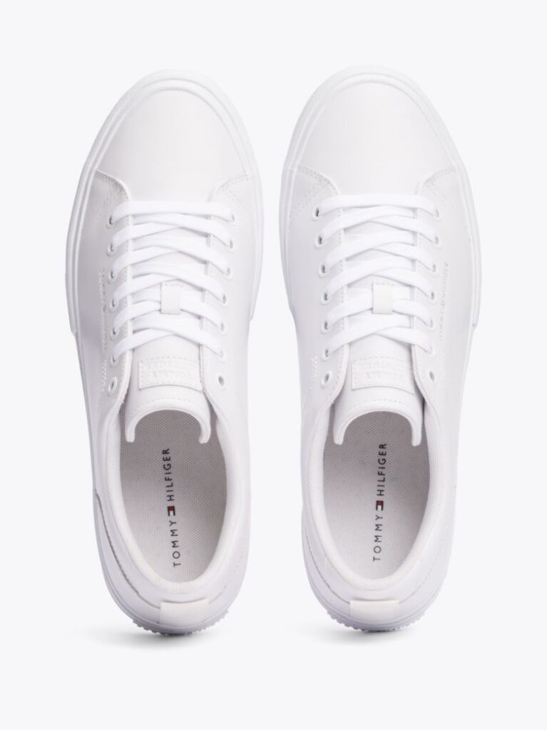 White Leather Logo Lace-Up Trainers  Men