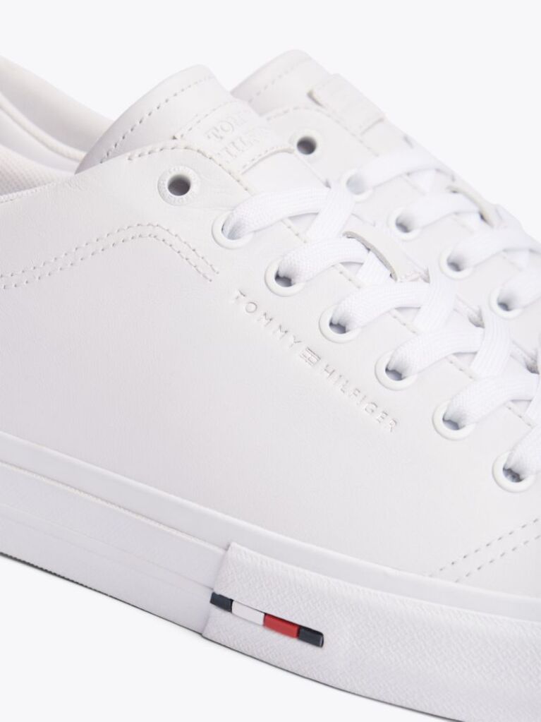 White Leather Logo Lace-Up Trainers  Men