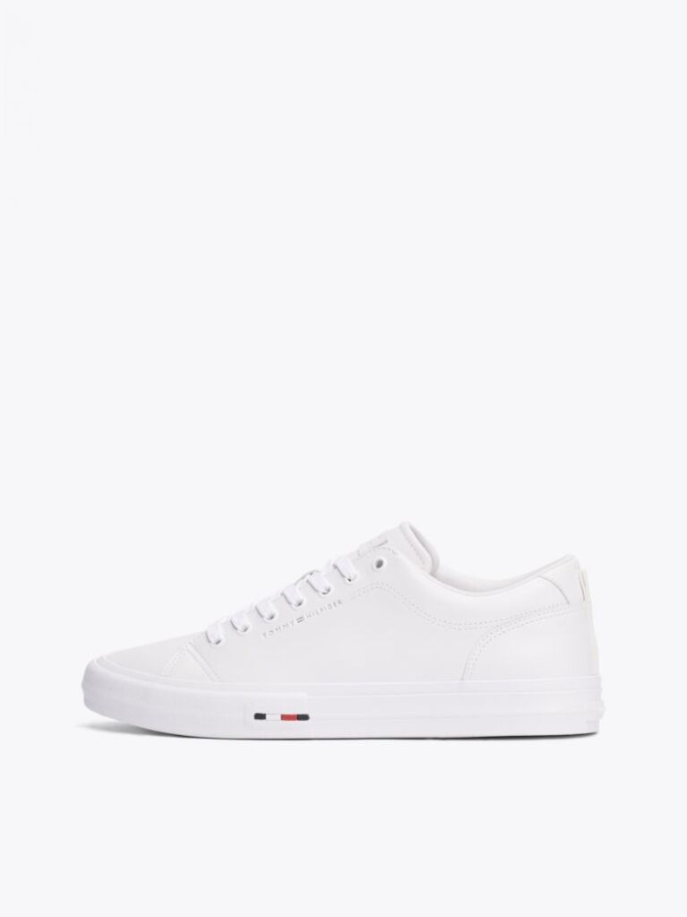 White Leather Logo Lace-Up Trainers  Men