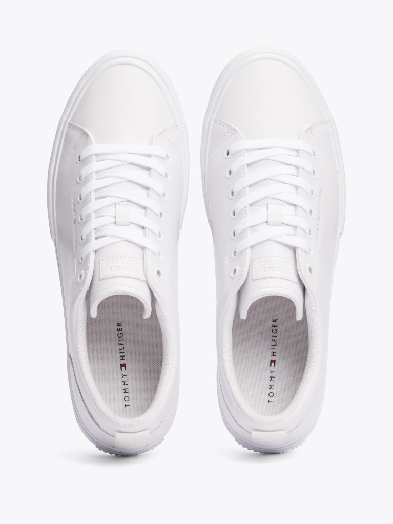 White Leather Logo Lace-Up Trainers  Men