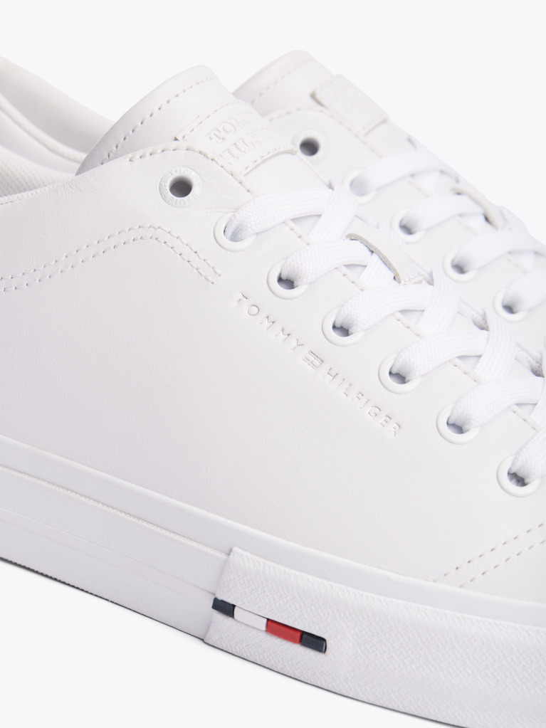 White Leather Logo Lace-Up Trainers  Men