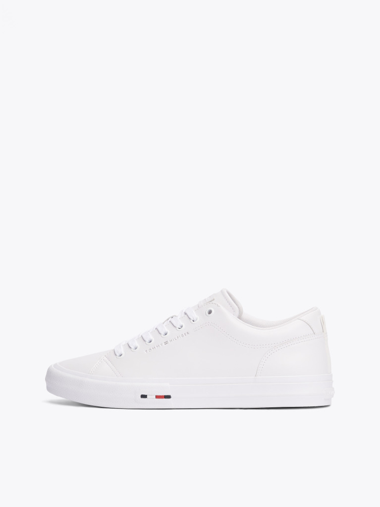 White Leather Logo Lace-Up Trainers  Men