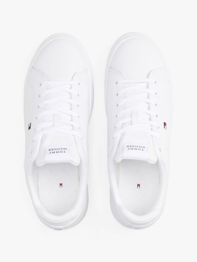 White Essential Leather Lace-Up Trainers  Men