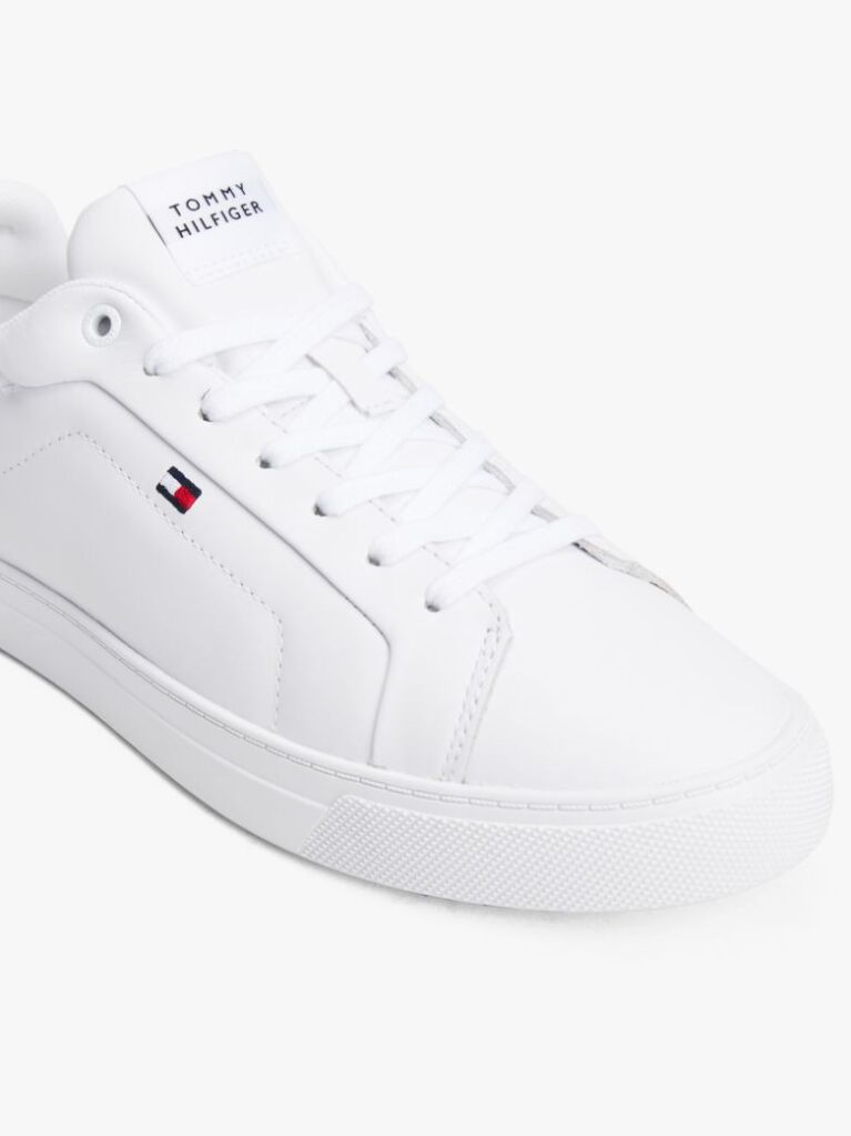 White Essential Leather Lace-Up Trainers  Men