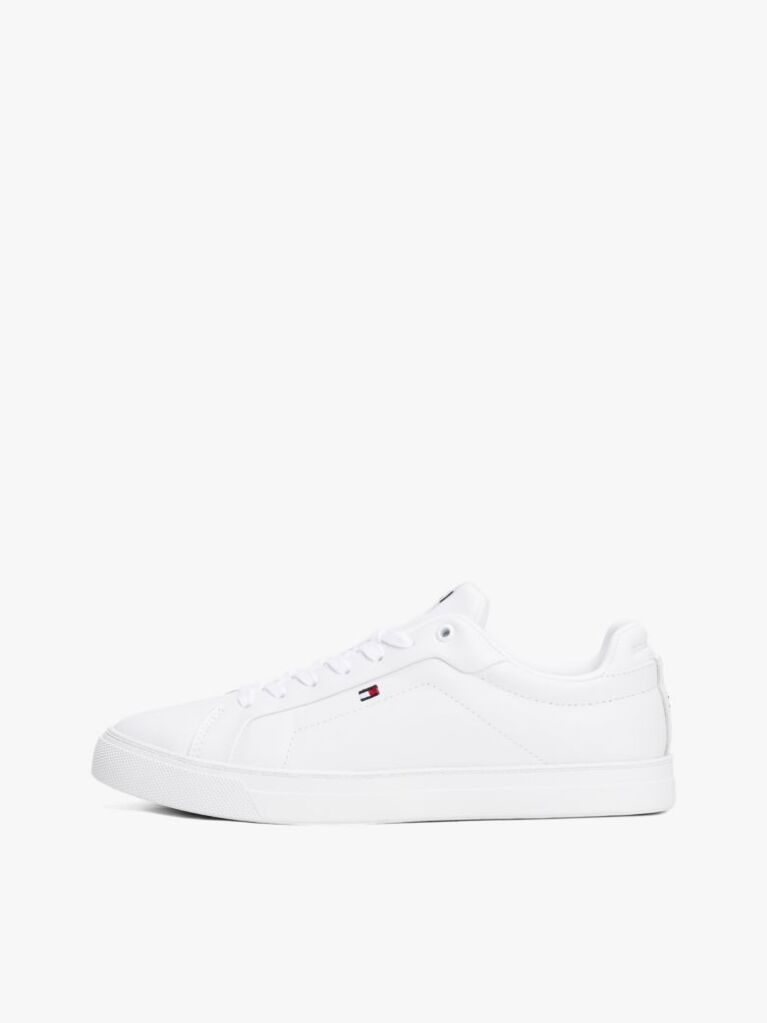 White Essential Leather Lace-Up Trainers  Men