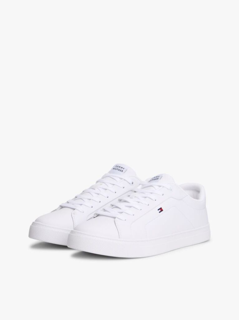 White Essential Leather Lace-Up Trainers  Men