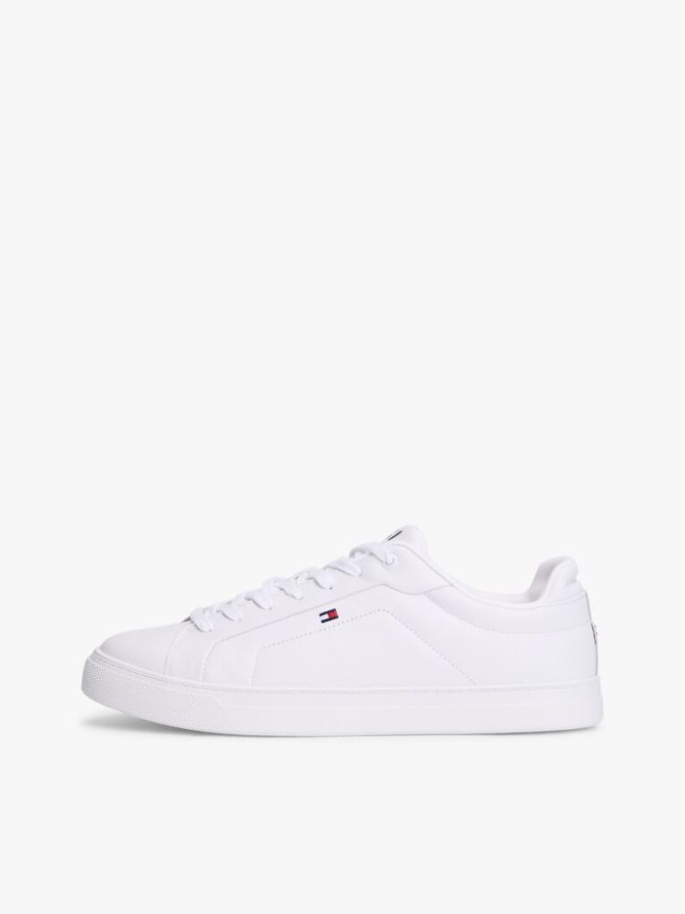 White Essential Leather Lace-Up Trainers  Men