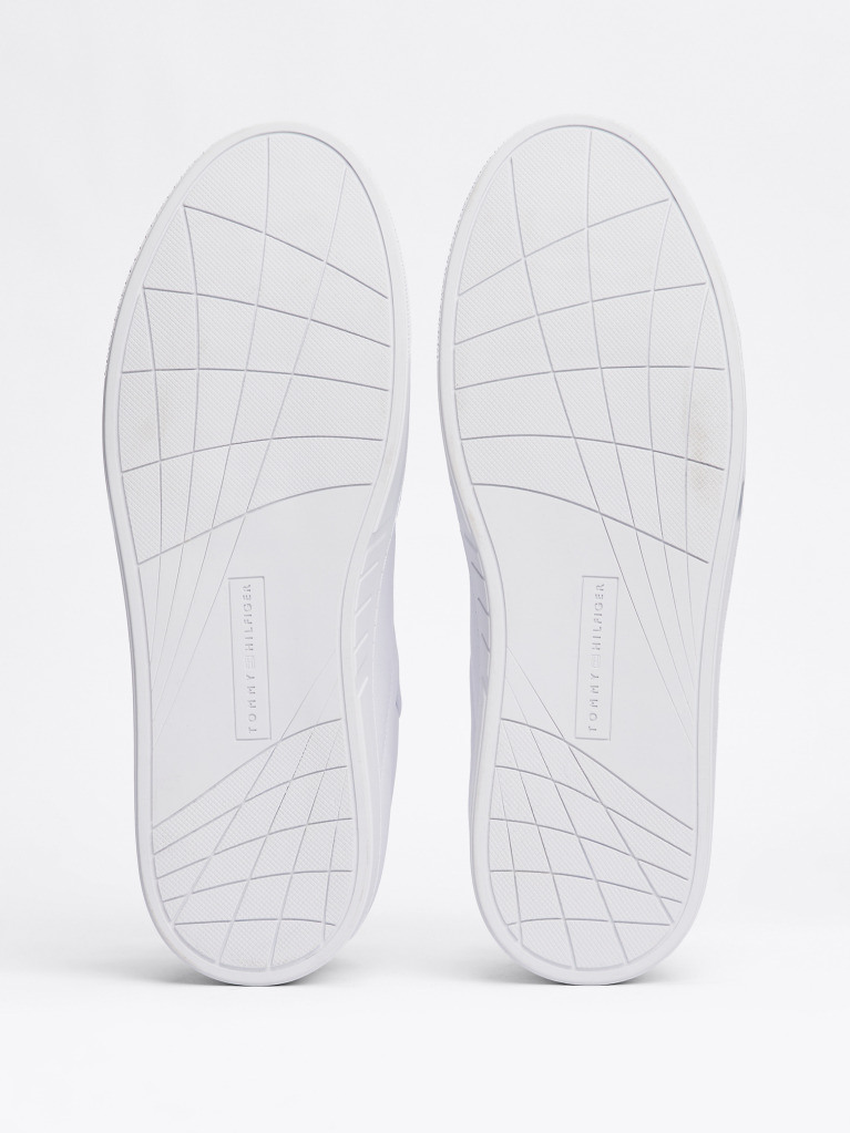 White Essential Leather Lace-Up Trainers  Men