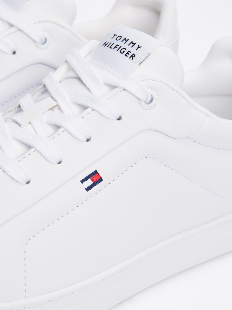 White Essential Leather Lace-Up Trainers  Men