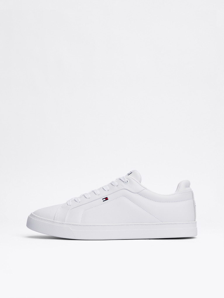 White Essential Leather Lace-Up Trainers  Men