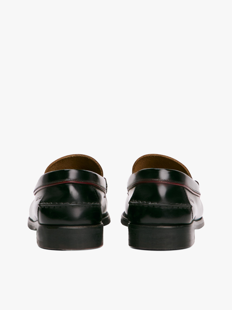 Black Debossed Leather Loafers  Men
