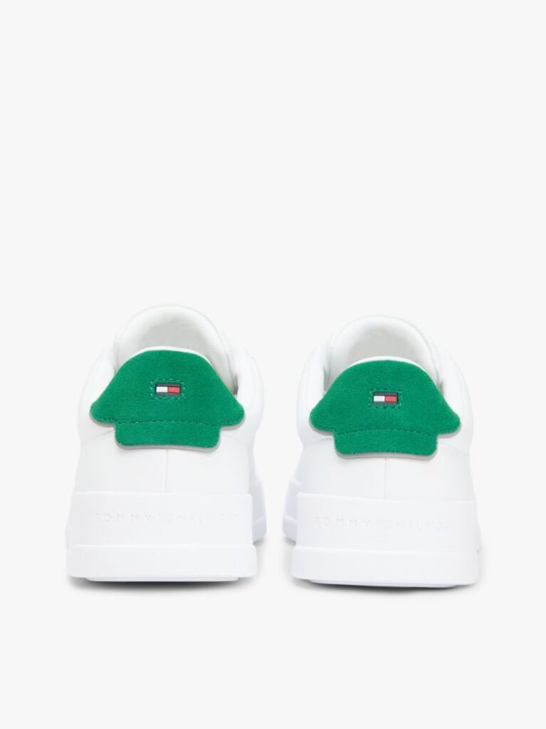White Pebble Grain Court Trainers  Men