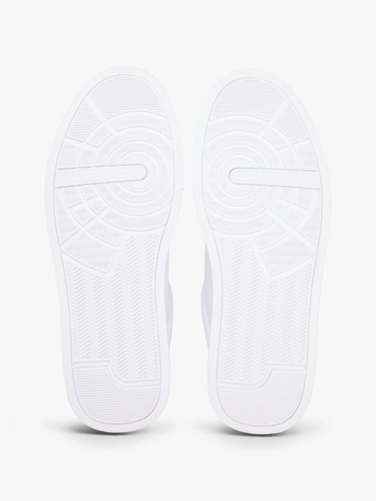 White Pebble Grain Court Trainers  Men