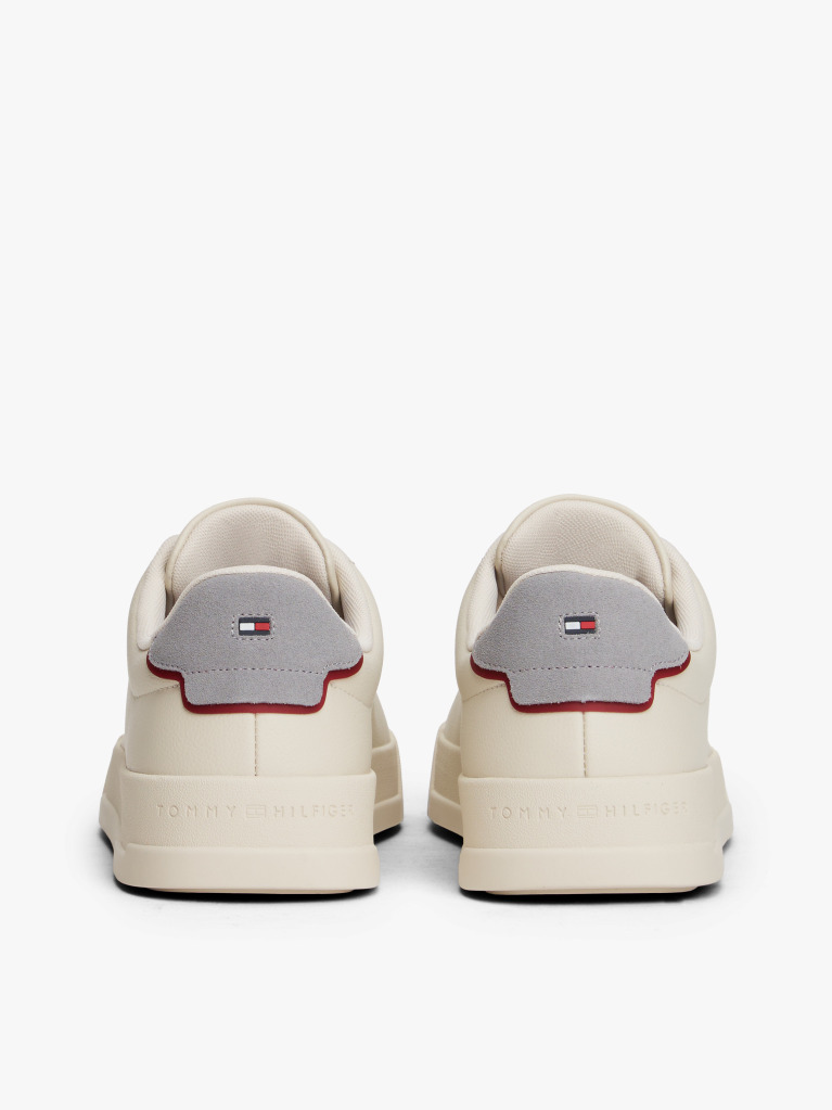 Beige Pebble Grain Court Trainers  Men