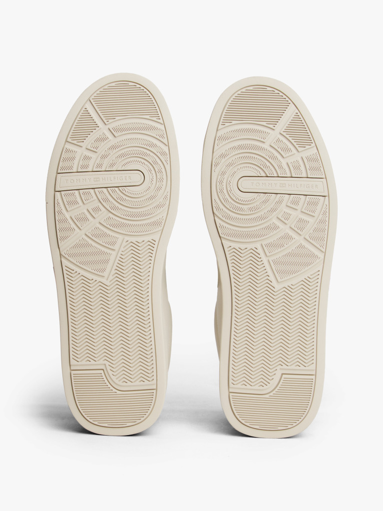 Beige Pebble Grain Court Trainers  Men
