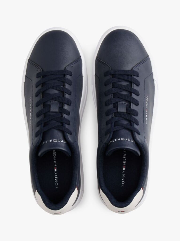 Blue Pebble Grain Court Trainers  Men