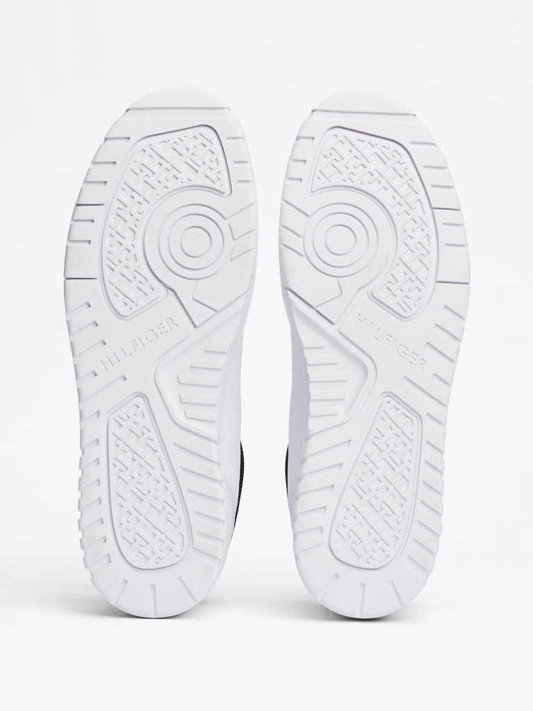 White Mixed Texture Basketball Trainers  Men