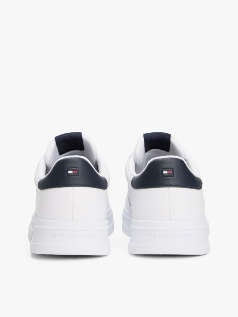 White Leather Debossed Logo Trainers  Men