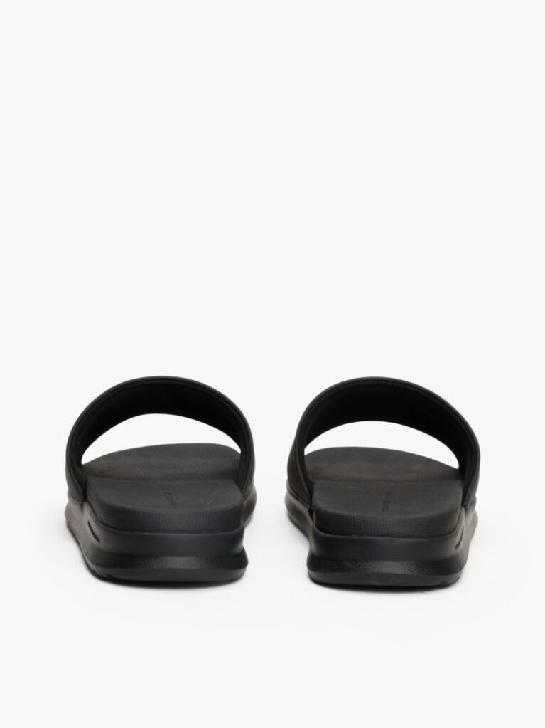 Black Textured Logo Pool Slides  Men