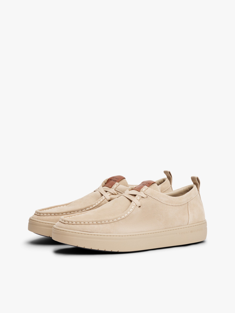 Beige Suede Moc Toe Lightweight Shoes  Men