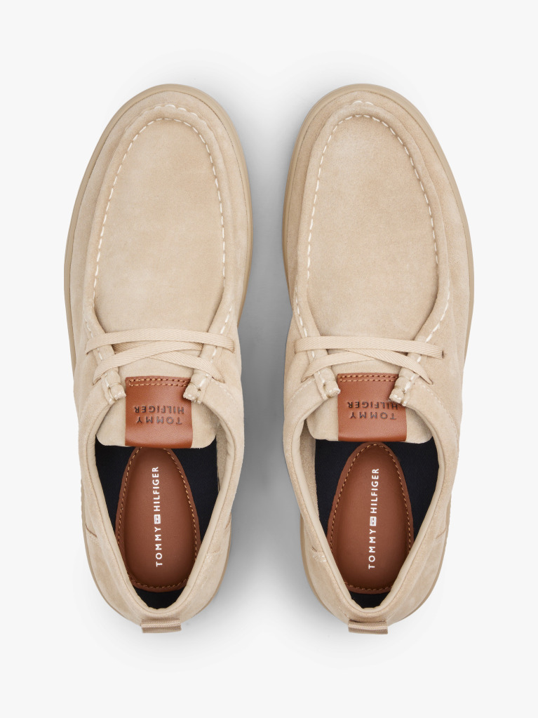 Beige Suede Moc Toe Lightweight Shoes  Men