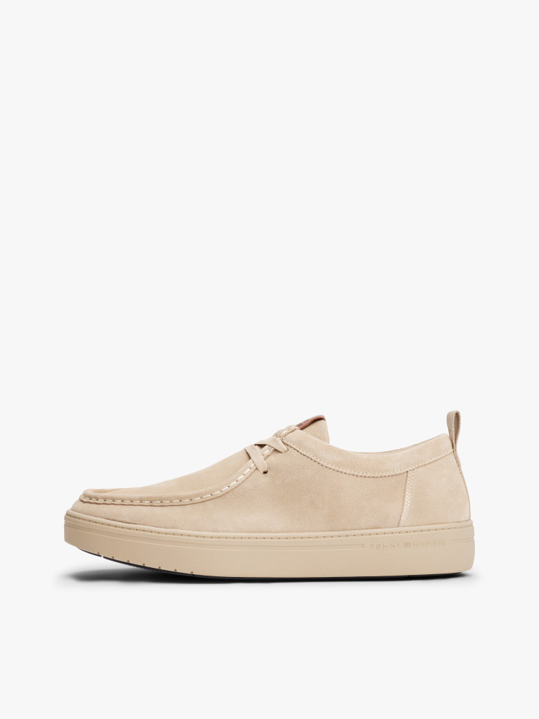Beige Suede Moc Toe Lightweight Shoes  Men