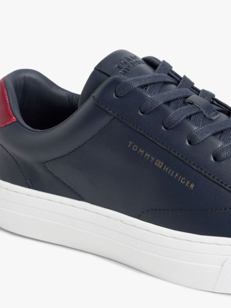 Blue Leather Cupsole Trainers  Men