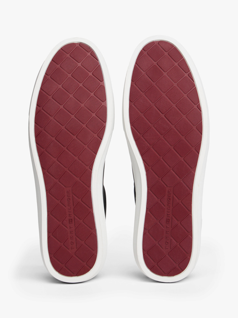 Black Leather Cupsole Trainers  Men