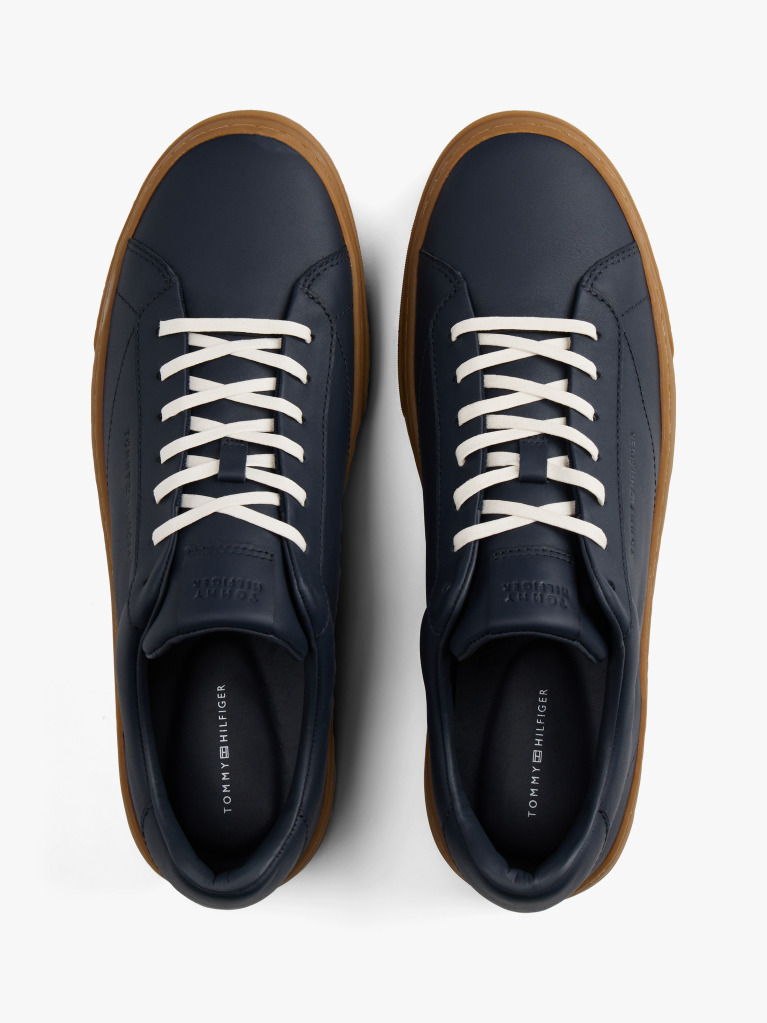 Blue Leather Cupsole Trainers  Men