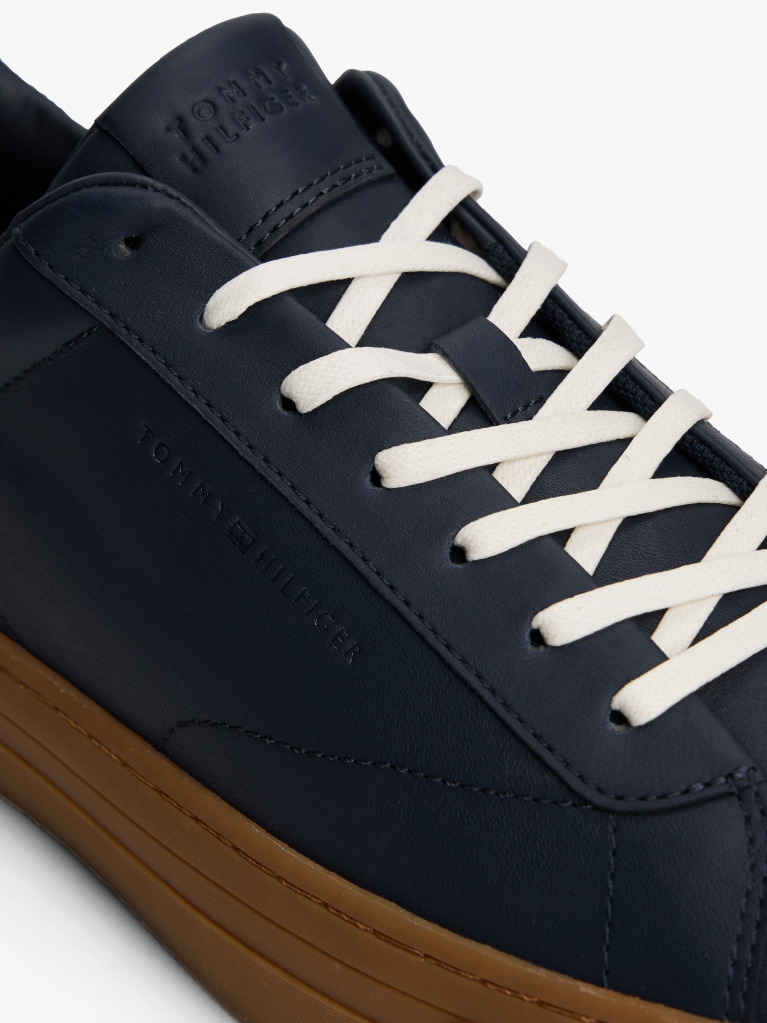 Blue Leather Cupsole Trainers  Men