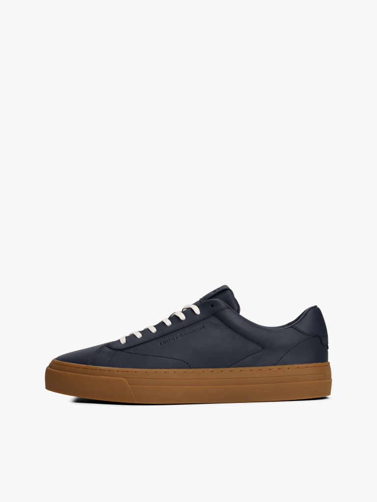 Blue Leather Cupsole Trainers  Men