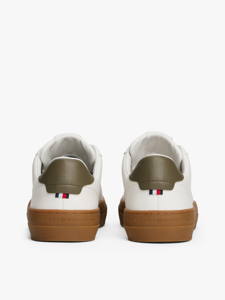 Beige Leather Cupsole Trainers  Men