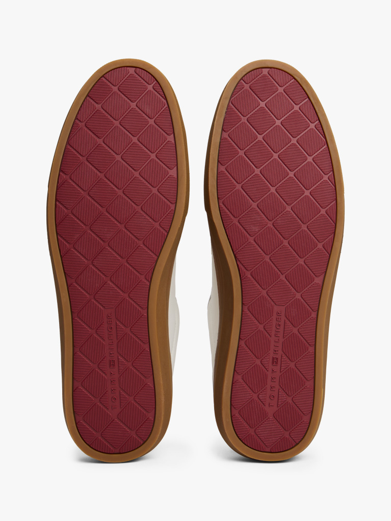 Beige Leather Cupsole Trainers  Men