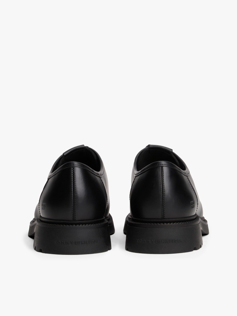 Black Lightweight Leather Moc Toe Shoes  Men