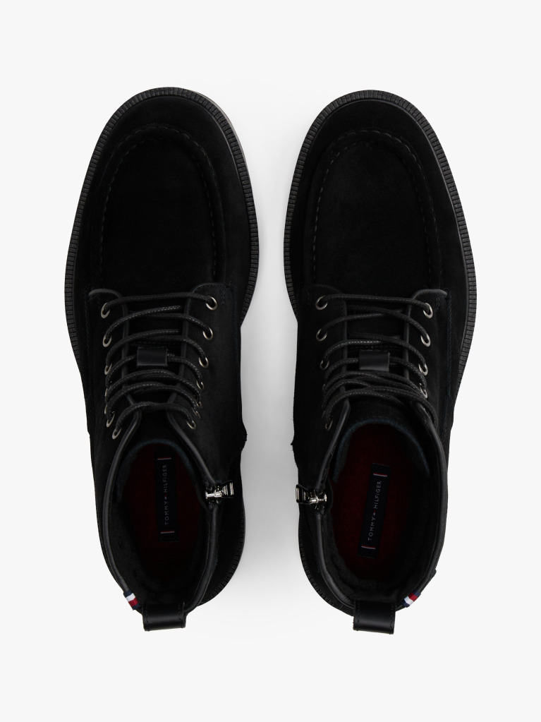 Black Cleat Suede Moc Toe Boots  Men