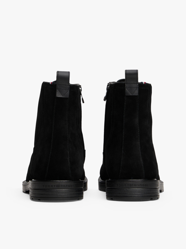 Black Cleat Suede Moc Toe Boots  Men