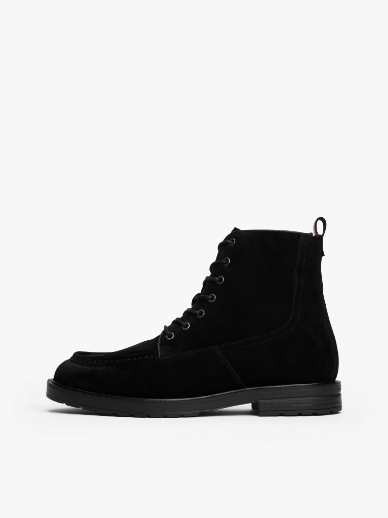 Black Cleat Suede Moc Toe Boots  Men