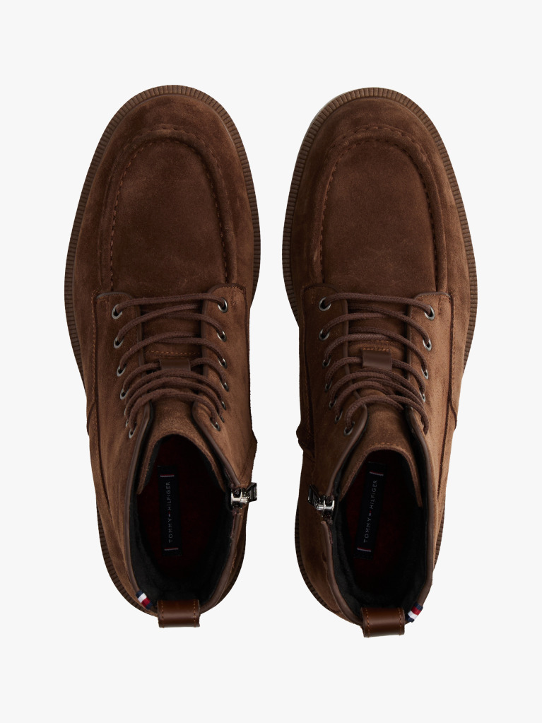 Brown Cleat Suede Moc Toe Boots  Men