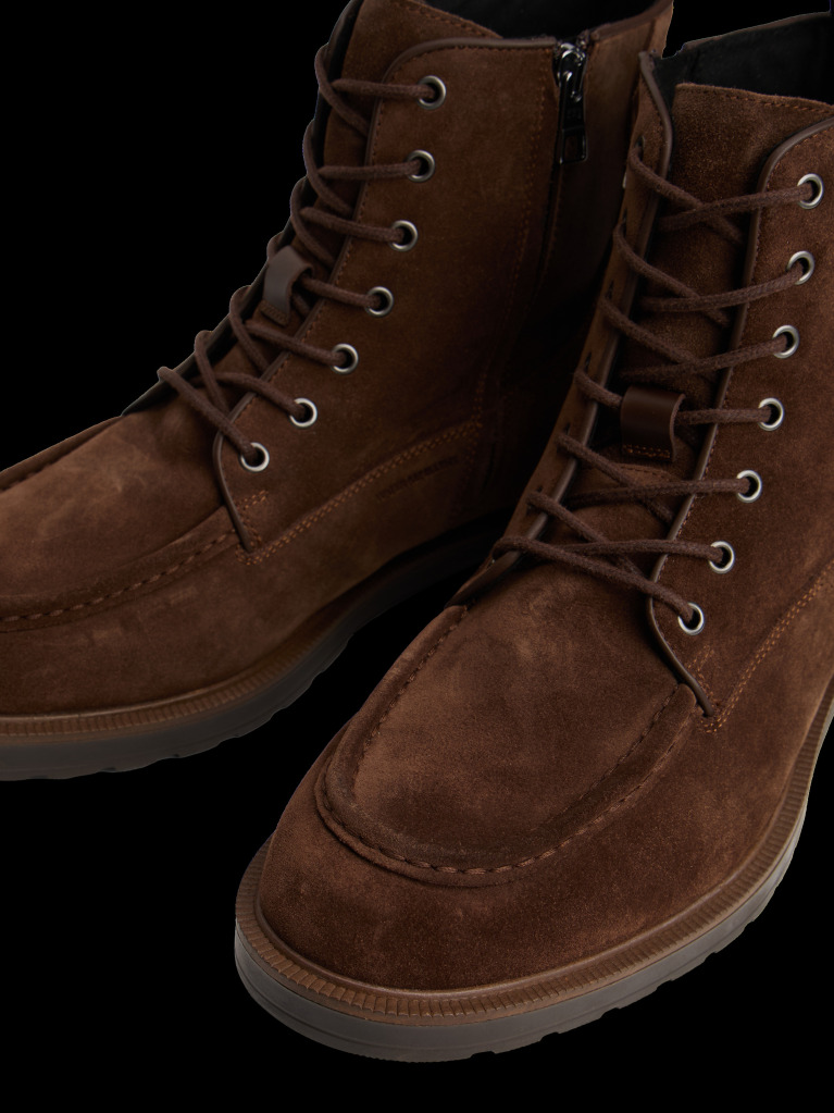 Brown Cleat Suede Moc Toe Boots  Men