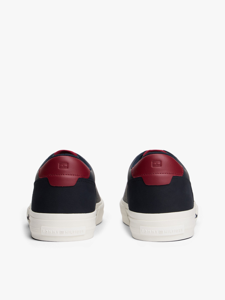 Blue Leather Mixed Texture Trainers  Men