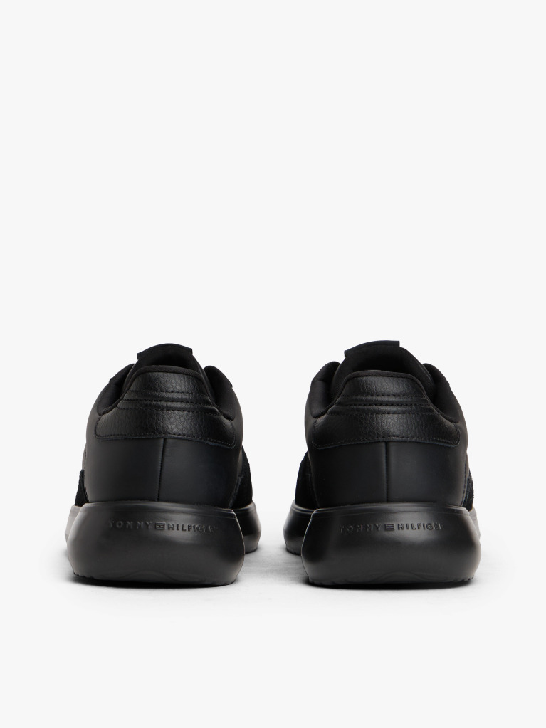 Black Leather Fine-Cleat Trainers  Men