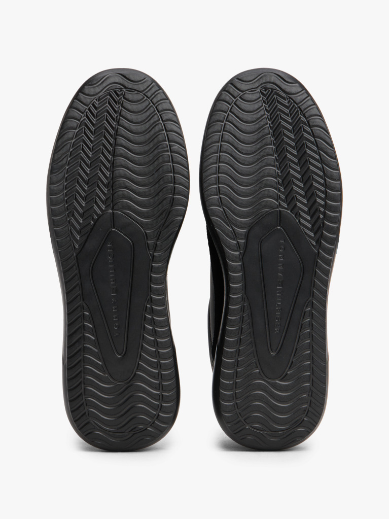 Black Leather Fine-Cleat Trainers  Men