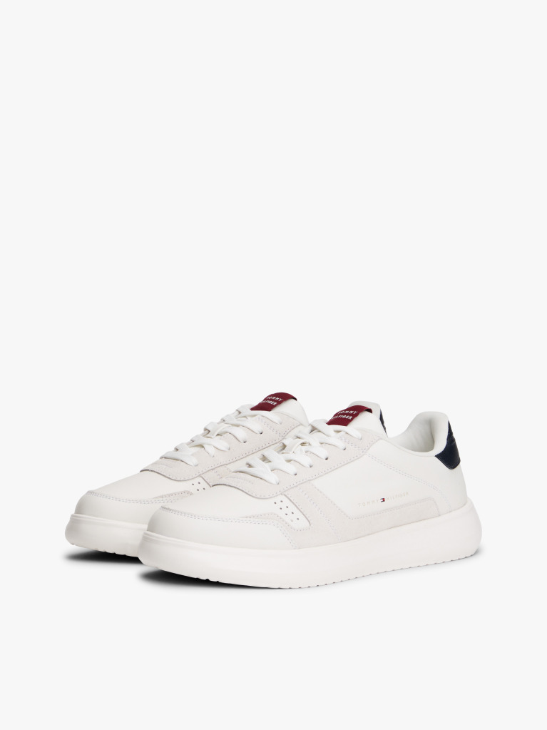 Beige Leather Fine-Cleat Trainers  Men