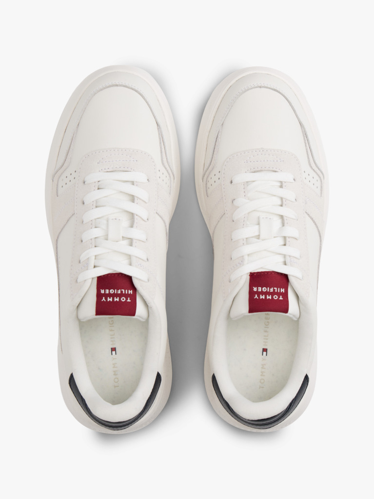 Beige Leather Fine-Cleat Trainers  Men