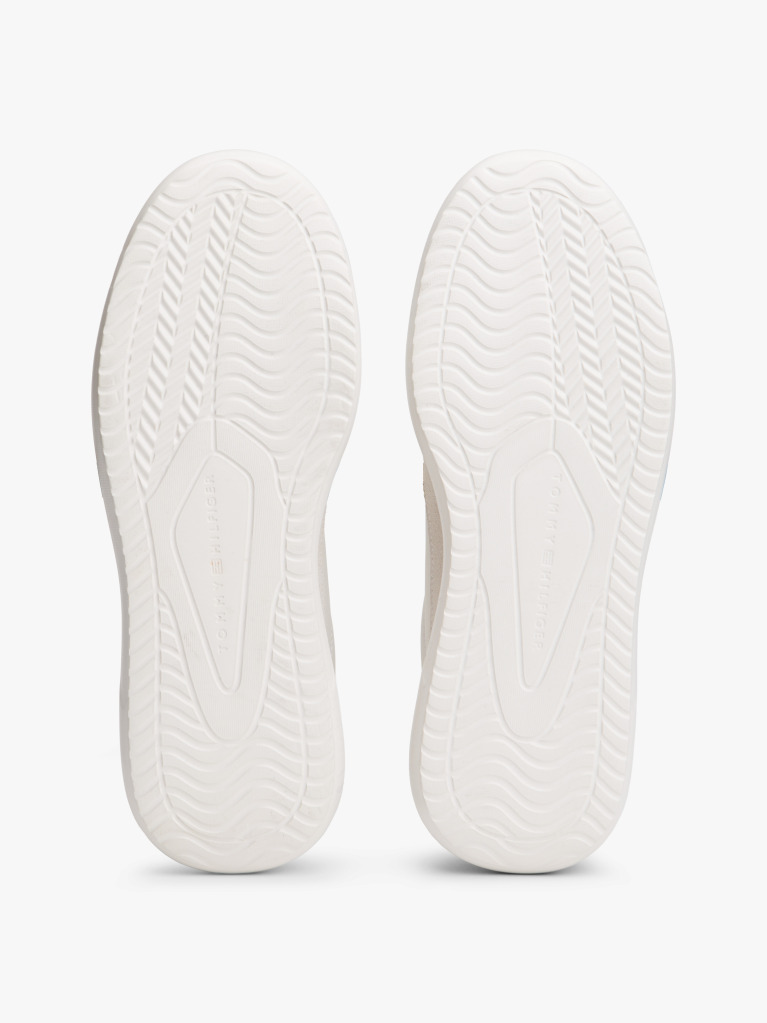 Beige Leather Fine-Cleat Trainers  Men