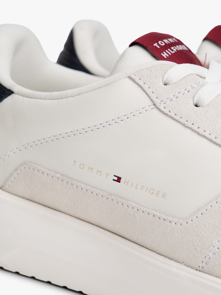 Beige Leather Fine-Cleat Trainers  Men