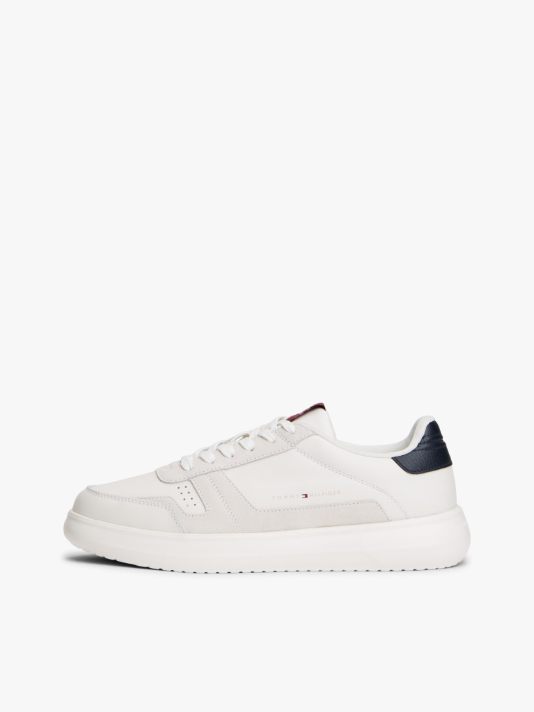 Beige Leather Fine-Cleat Trainers  Men
