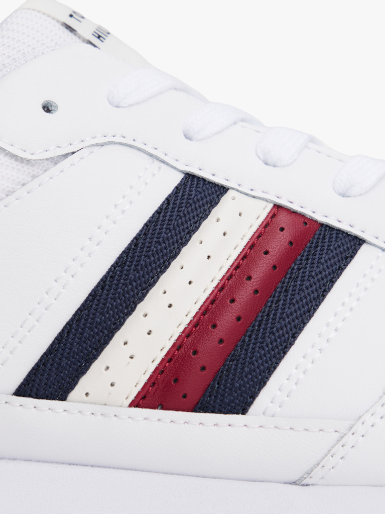 White Signature Tape Cleat Trainers With Leather  Men